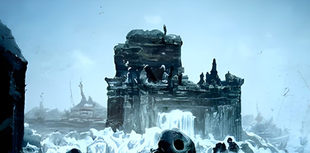 ancient city frozen in ice